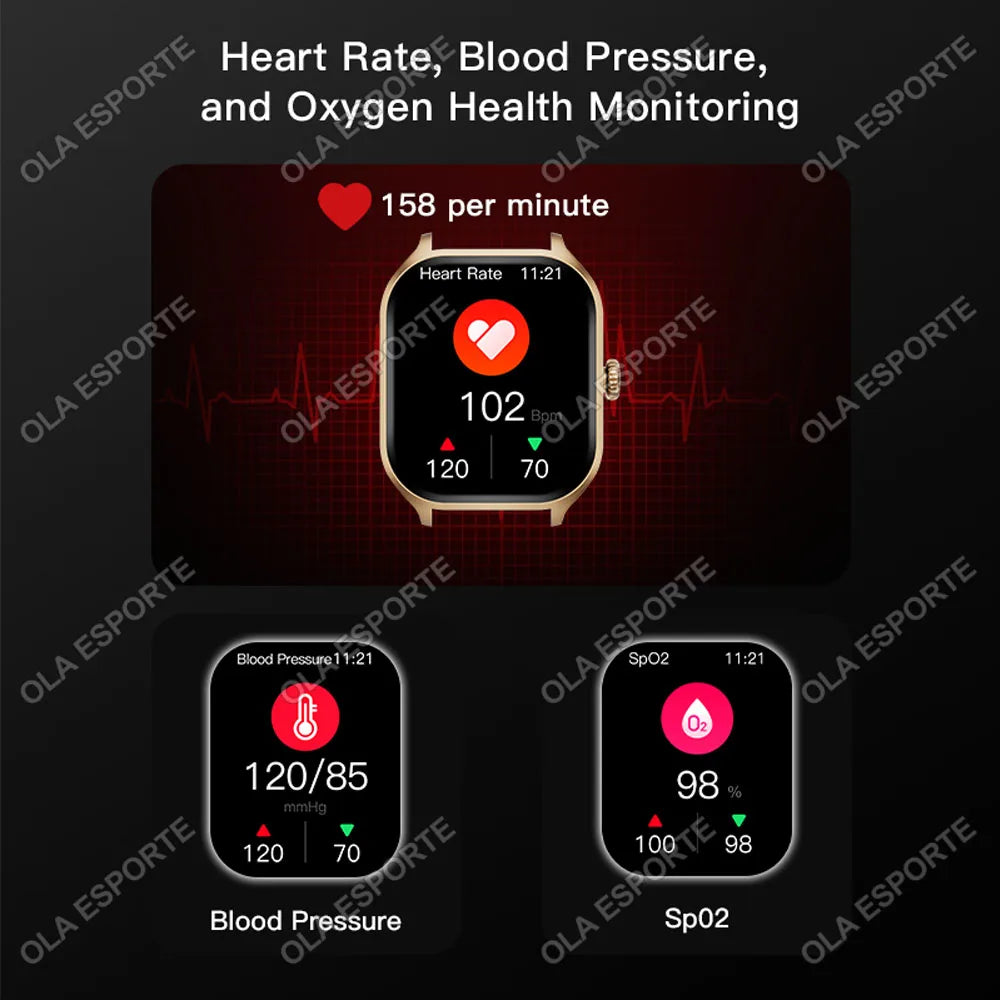 Smartwatch para Android IOS Relojes Pantalla HD de 2.01 pulgadas Llamada Bluetooth Alerta de Mensajes Música Modo Deportivo Smartwatch para Hombres Mujeres Regalo