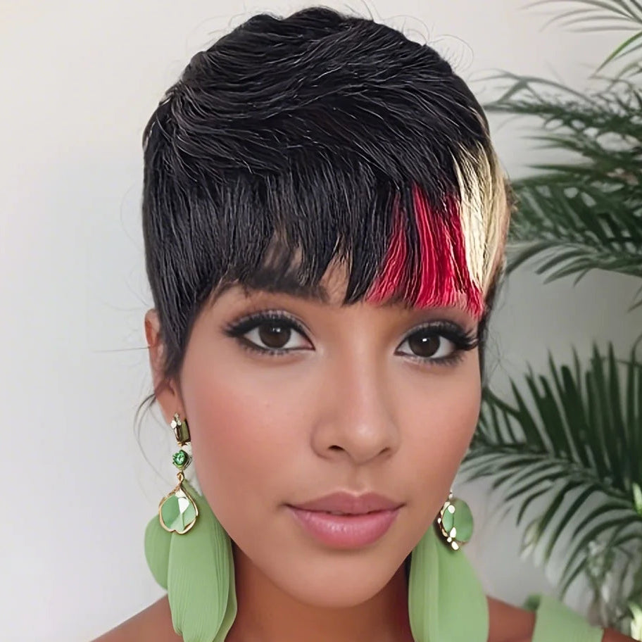 Perruque ombrée en cheveux humains Pixie