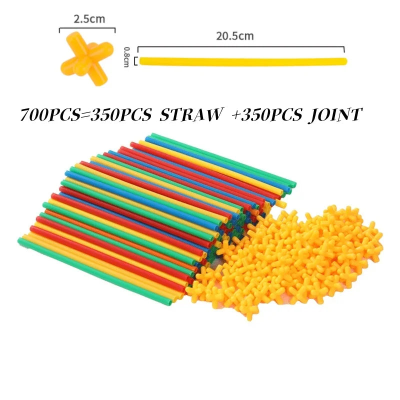 Jouets de construction de paille à faire soi-même, jouets éducatifs d'ingénierie de motricité colorée, jouets de construction STEM