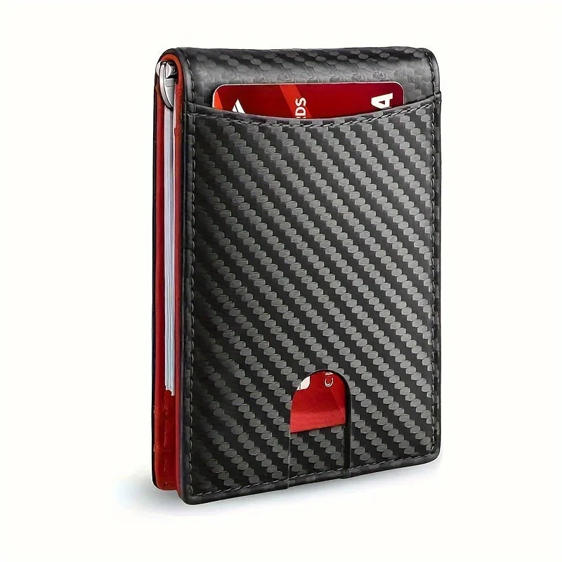 Carteras Delgadas para Hombre - Billetera de Cuero con Clip para Billetes para Hombre - Cartera Bifold RFID para Bolsillo Delantero - Tarjetero Minimalista