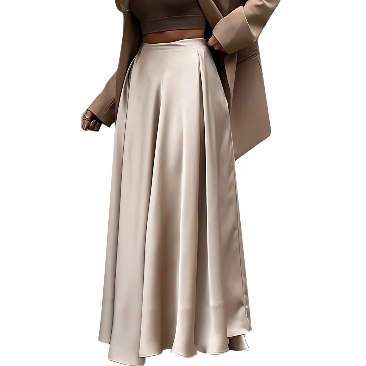 ASDS-Skirts For Women High Waist Skirt Elegant Midi Skirt Satin