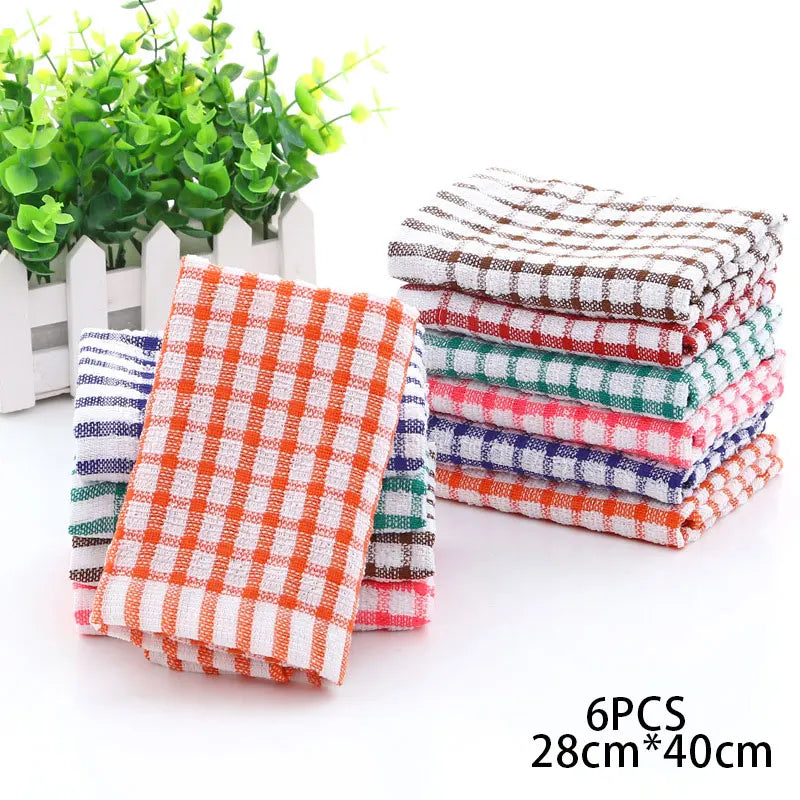 6PCS Toalla de cocina de algodón Absorbente Paños de cocina Suministros de limpieza de cocina