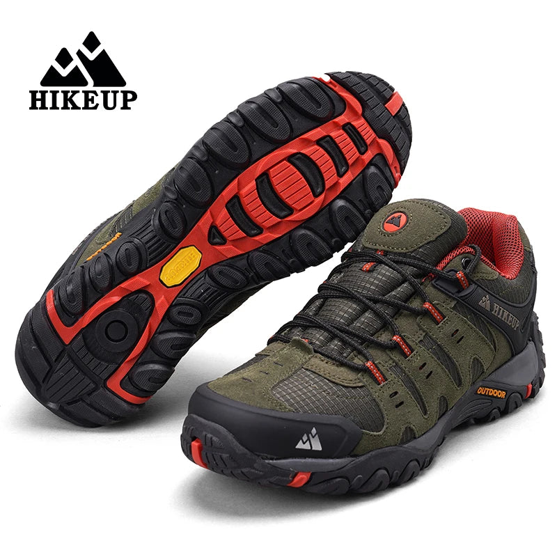 HIKEUP Zapatillas de senderismo para hombre de cuero de ante, calzado de exterior resistente al desgaste, zapatillas tácticas de trekking, senderismo y caza para hombre