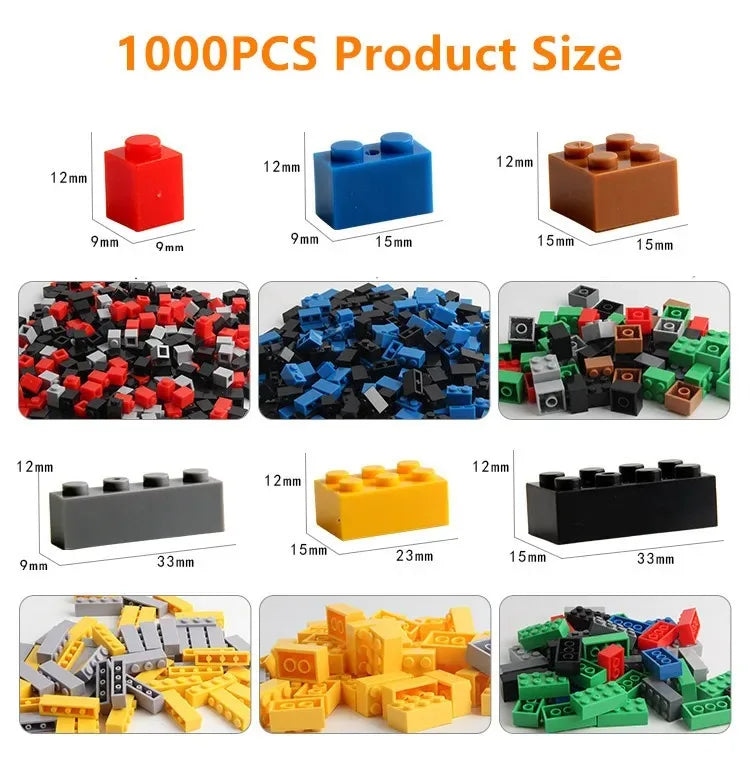 1000 Piezas de bloques de construcción creativos a granel Urban Classic Set, bloques de construcción ensamblados, regalo de cumpleaños, juguetes educativos para niños.