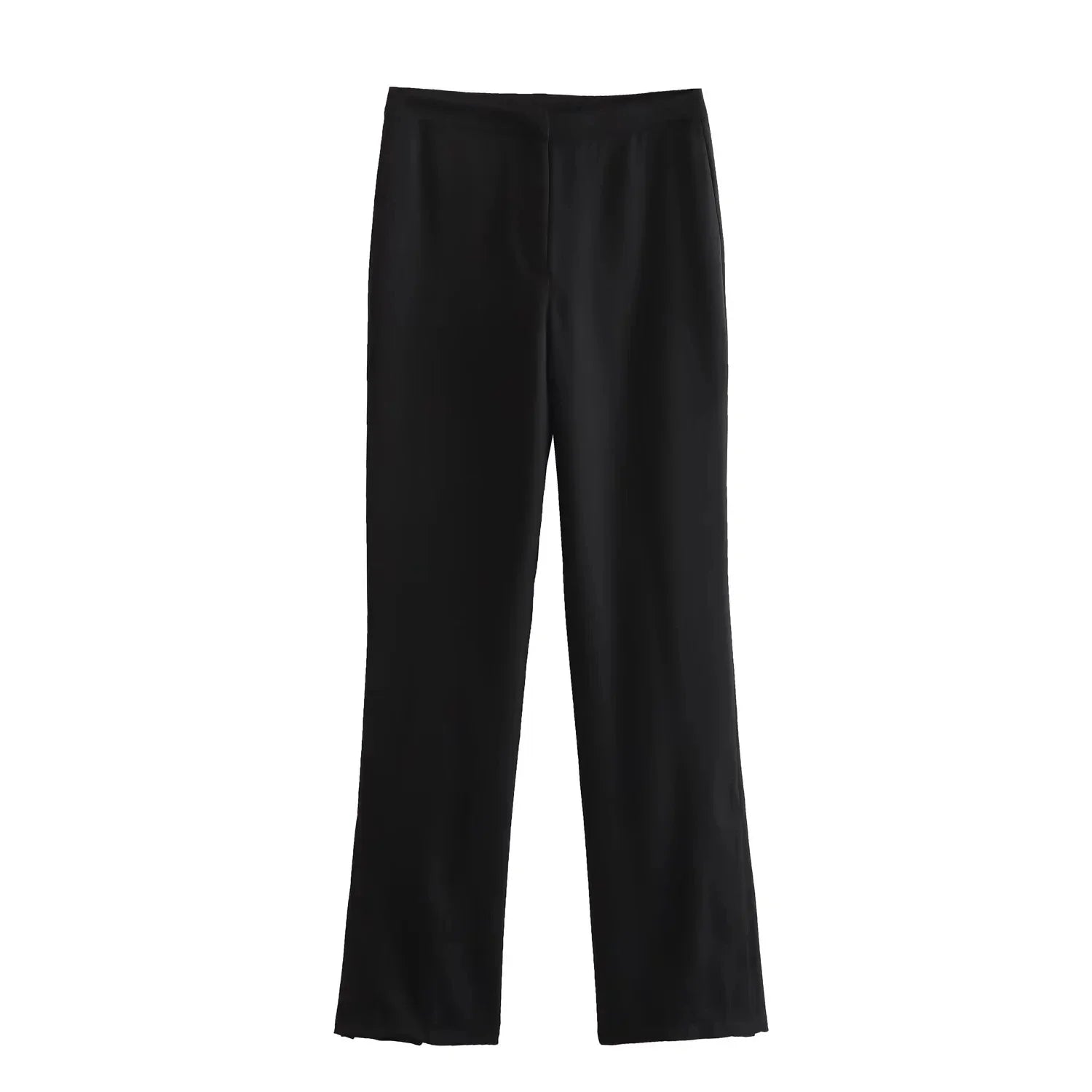 Traje de pantalón elegante sólido para mujer, tops sin tirantes sexy con botones delanteros + conjunto de pantalón con aberturas laterales, moda urbana femenina
