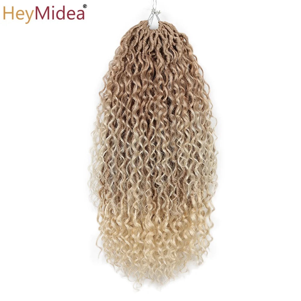 Synthetic Goddess Locs Crochet Hair Braids Curly Faux Locs Braiding Hair Extensions Wig For Women Black Hippie Boho Style