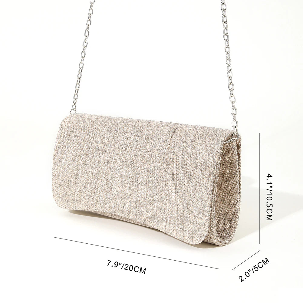 Bolso Bandolera Brillante para Mujer, Elegante Bolso de Hombro con Brillantina, Bolso de Mano con Cadena a la Moda, Bolso Tote para Damas, Chic Clutch de Noche para Bodas