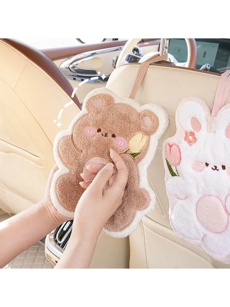 1pc Hand Towel Hanging Cartoon Square Scarf Thick Absorbent Towel Coral Velvet Cute Tong Hand Towel