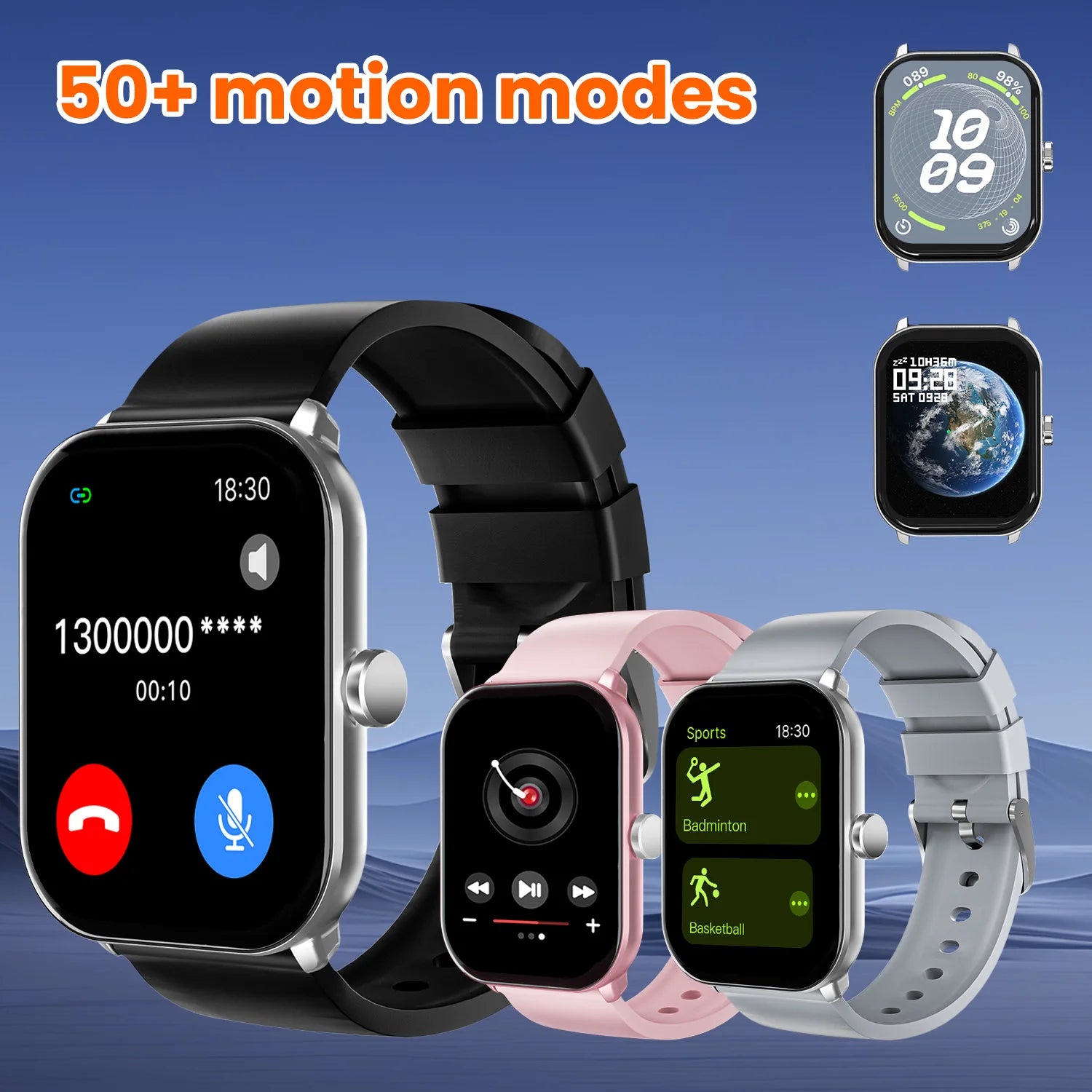 Reloj inteligente con pantalla grande de 2.01 pulgadas, cámara a prueba de agua, múltiples modos deportivos, llamadas Bluetooth, para hombres y mujeres, Smartwatch para Xiaomi