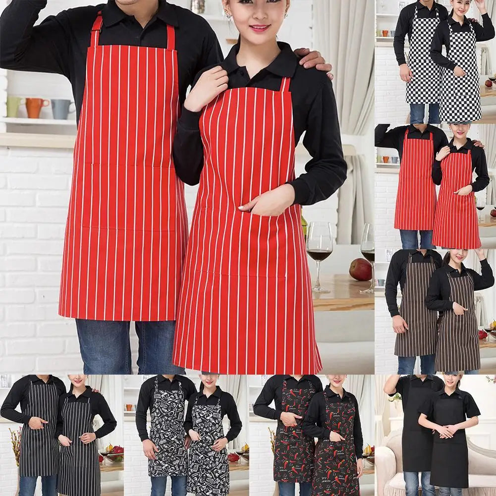 Delantal de cocina delantal de cocinero con cuello halter con 2 bolsillos delantales sin mangas para catering para hombres y mujeres delantal de camarero para barbacoa con estampado