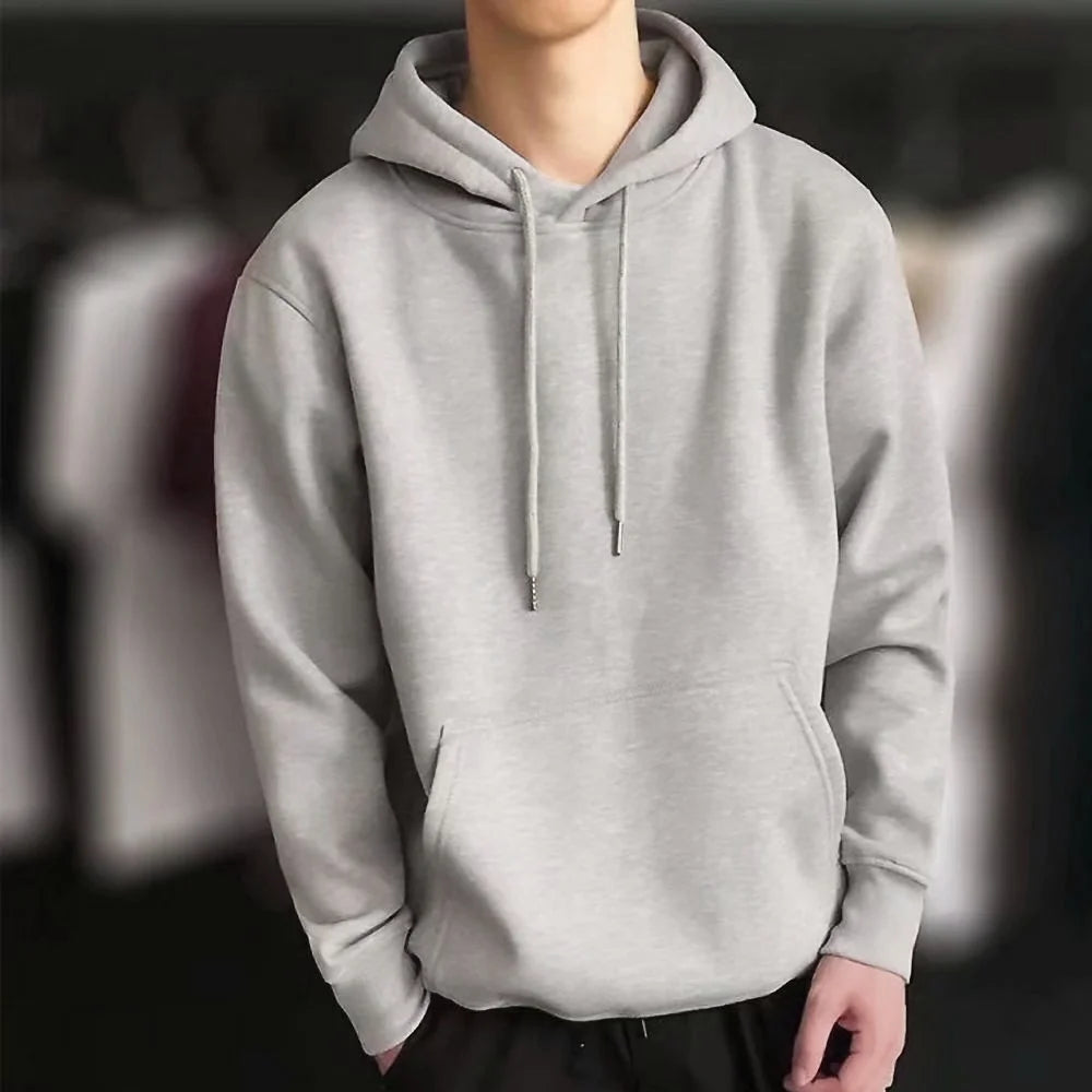 Hoodie Sweatshirts Men Clothes Solid Color Black Gray Pink Blue Fleece Sweatshirt Hip Hop Hoody Male Hooded Sweater Casual Tops
