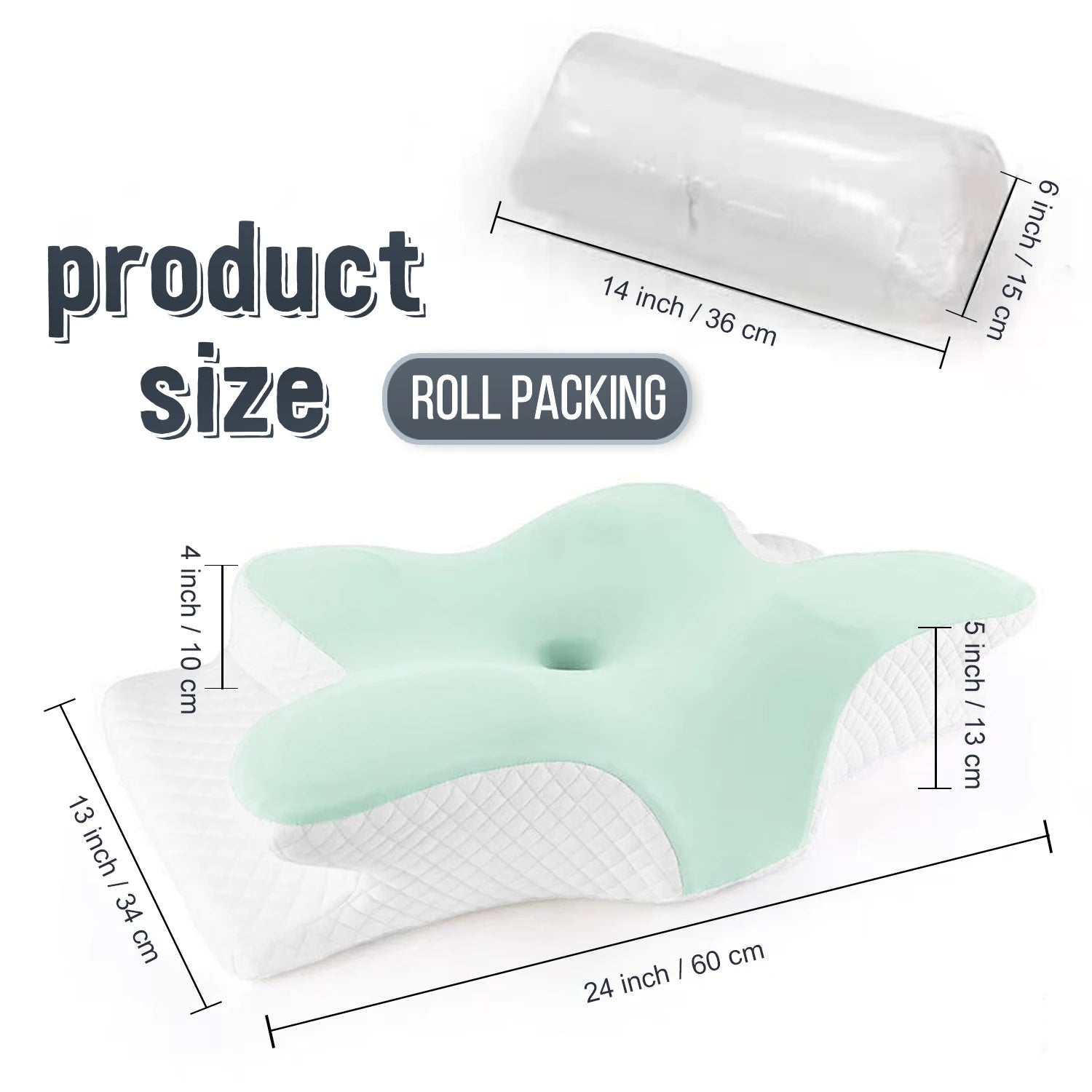 Cervikalpute for nakke og skulder, nakkepute i minneskum, oppgradert ergonomisk ortopedisk nakkestøttepute for ryggen