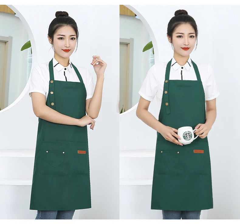 New Fashion Kitchen Aprons for Woman Men Chef Work Apron for Grill Restaurant Bar Shop Cafes Beauty Nails Studios Uniform