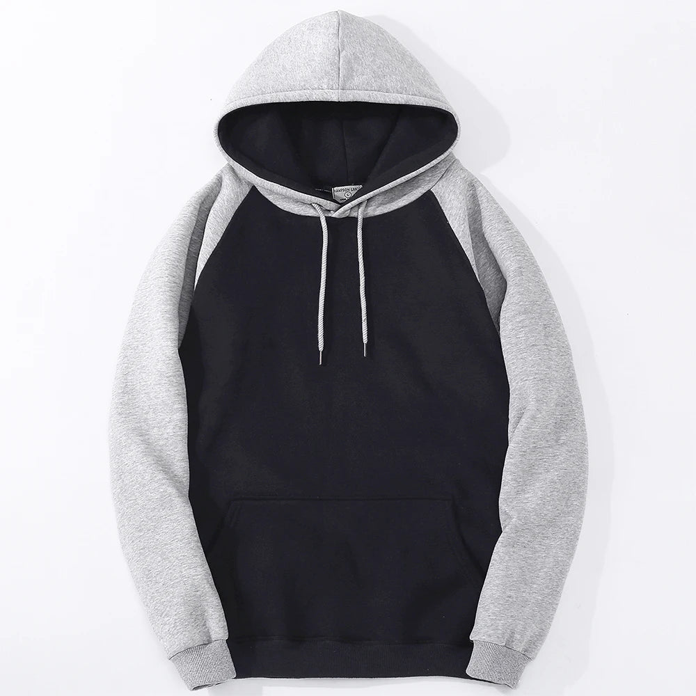 Color Collision Hoodie Women Men Autumn Winter Warm Loose Pocket Streetwear Fleece Raglan Splicing Hooded Couple Sweatshirts