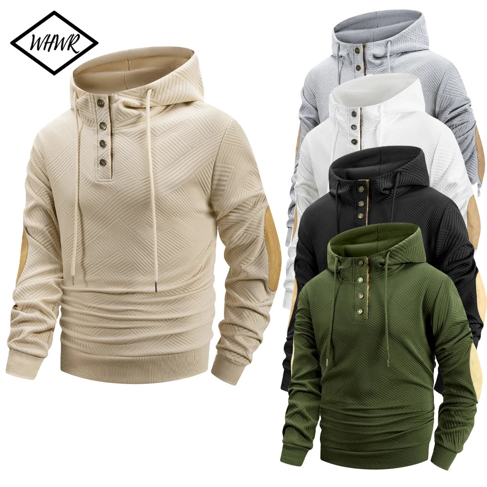 Men's Hooded Sweatshirts Stand Collar Long Sleeve Casual Knitted Hoodies Autumn Winter Casual Pullover Comfortable Streetwear