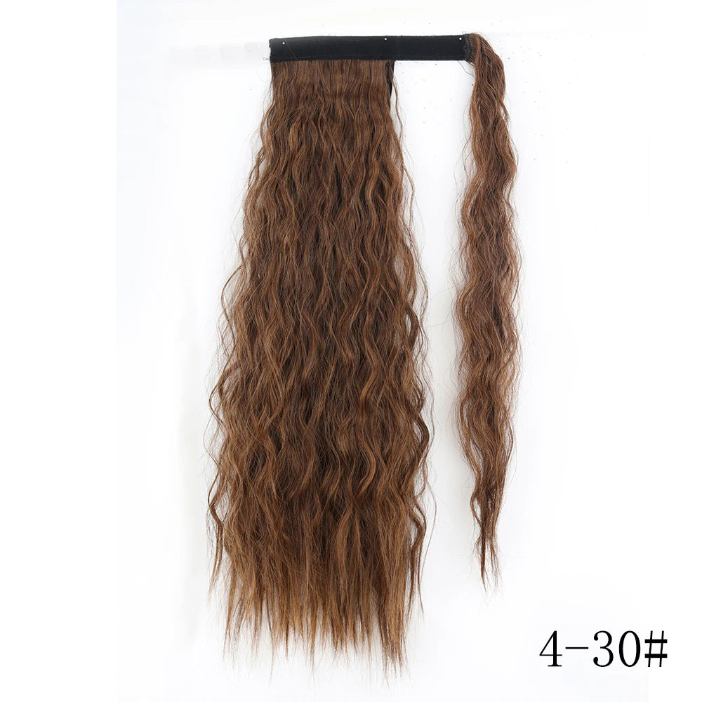 LISI GIRL Synthétique 22/34 Pouces Queue de Cheval enroulée Extensions de Cheveux Bouclés Afro Longs Postiches Queue de Cheval Faux Cheveux Résistant à la Chaleur