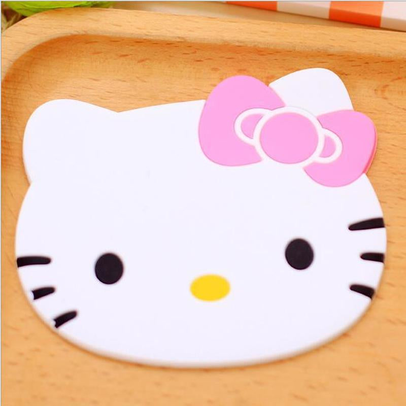 Hello Kitty Coaster Creative Cute Table Insulation Placemat Mat Kawaii Kitchen Accessories Drink Cup Coasters Non-slip Cup Mat