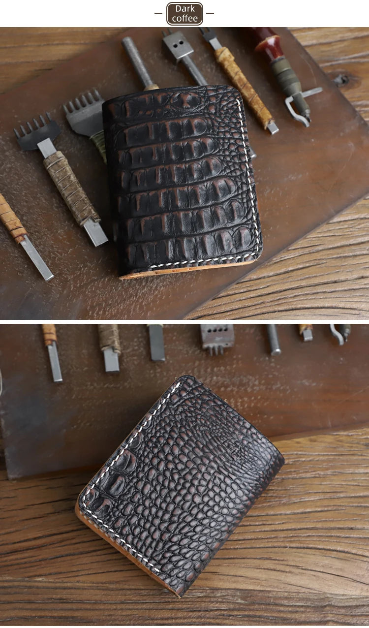 Luxury Genuine Leather Women's Wallet Handmade Leather Bifold Short Wallets For Men Portable Storage Credit Card Holder Purse