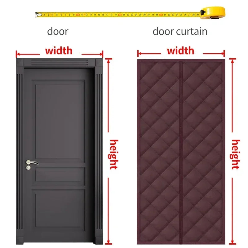 Rideau de porte isolant en coton épais et chaud pour l'hiver, à longues bandes magnétiques, isolation thermique, cloison, fournitures pour la maison