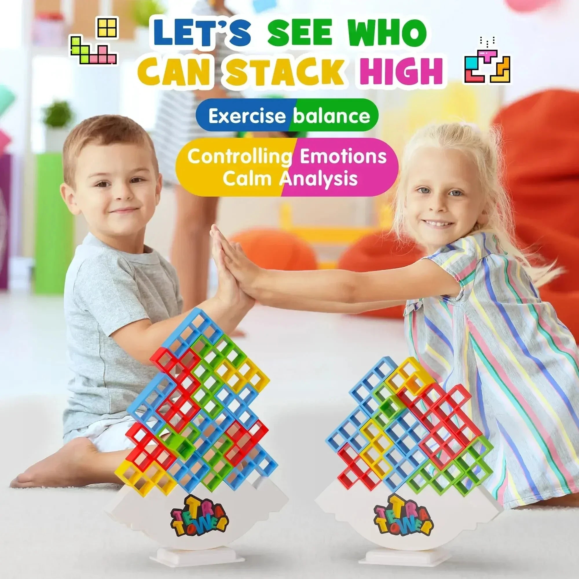 Puzles Tetra Tower Divertido Juego de Mesa de Equilibrio para Apilar Bloques de Construcción para Niños, Adultos, Amigos, Equipo, Dormitorio, Noche de Juegos Familiares, Fiesta