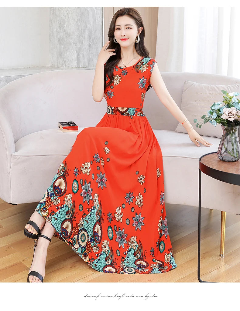 New Fashion  Summer Print Women Short Sleeve Cotton Plus Size Women Clothing Dress Ladies Large Size Vestidos dresses
