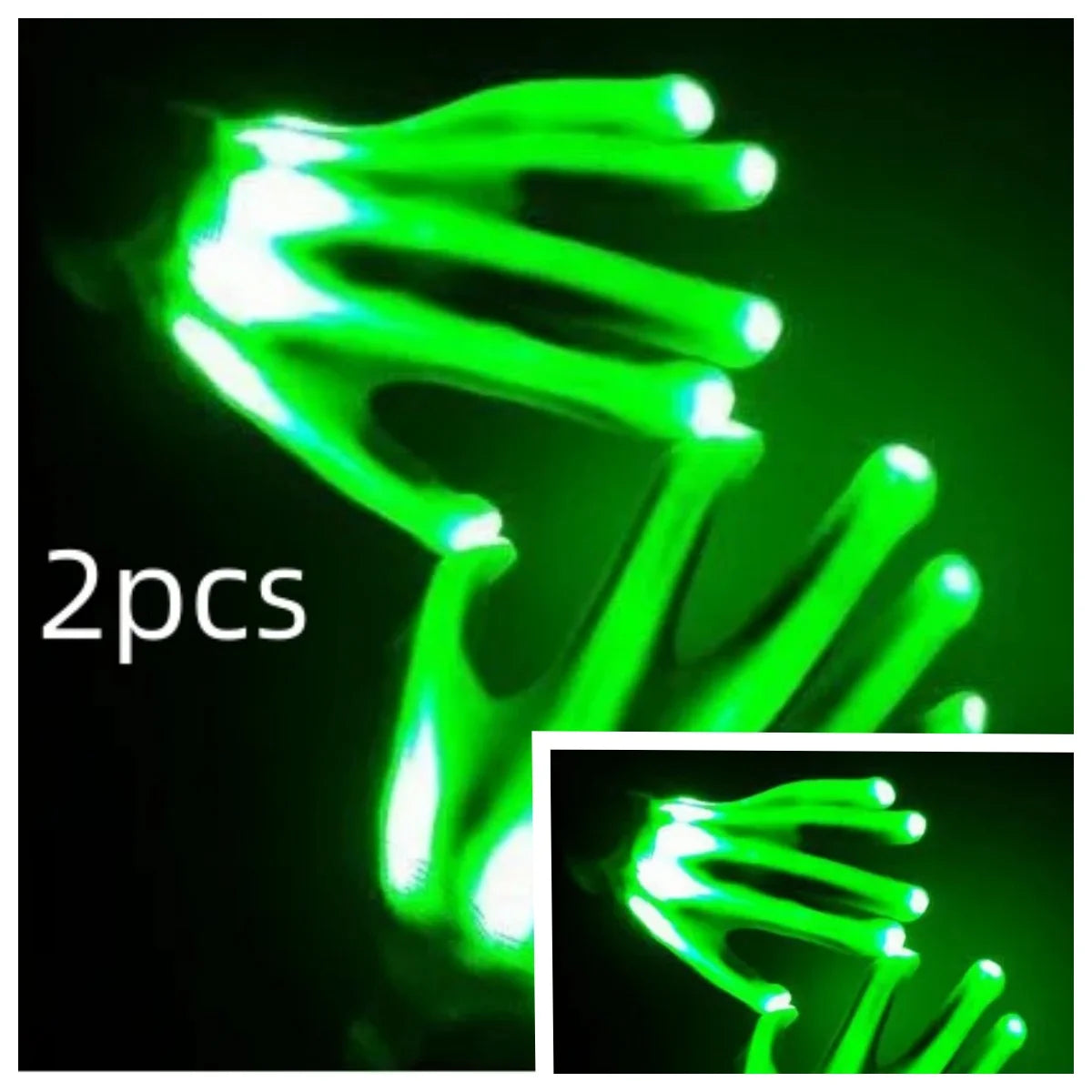 LED Gloves Neon Guantes Glowing Halloween Party Light Props Luminous Flashing Skull Gloves Stage Costume Supplies