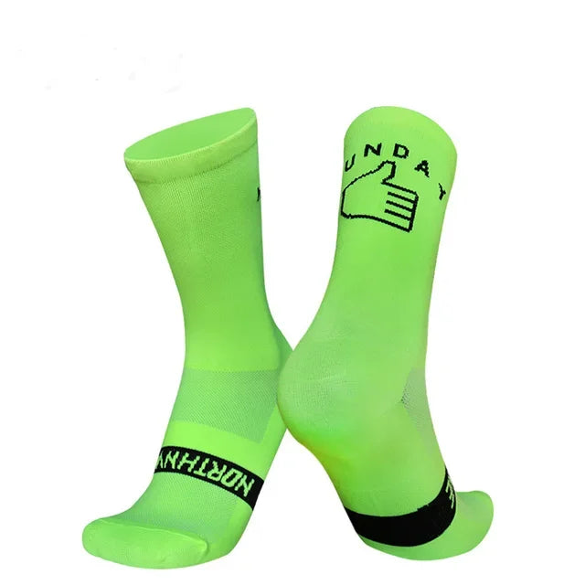 Deporte Correr Lunes Calcetines Nuevo Domingo Transpirable Ciclismo Calcetines de Ciclismo de Carretera para Hombres Mujeres calcetines ciclismo