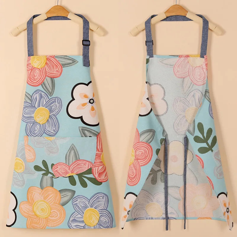 1PC Aprons Fashion Cotton Fabric Waterproof Thickened Dirt Resistant Kitchen Apron and Home Work Clothes Gardening Work Clothing