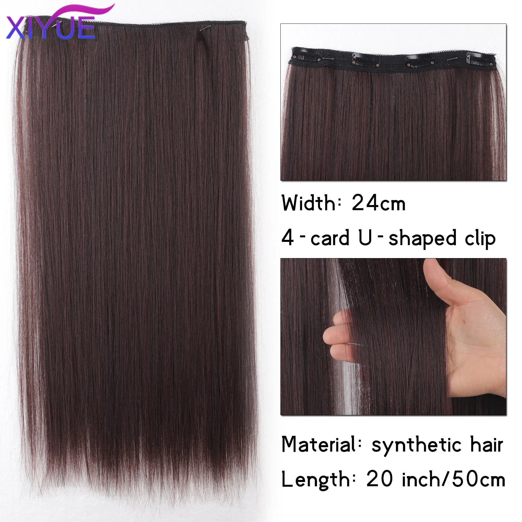 Extensiones de cabello liso con clip de 20 pulgadas – Vibrantes, fáciles y sin esfuerzo