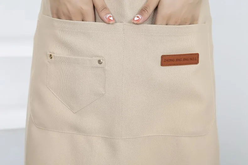 New Fashion Kitchen Aprons for Woman Men Chef Work Apron for Grill Restaurant Bar Shop Cafes Beauty Nails Studios Uniform