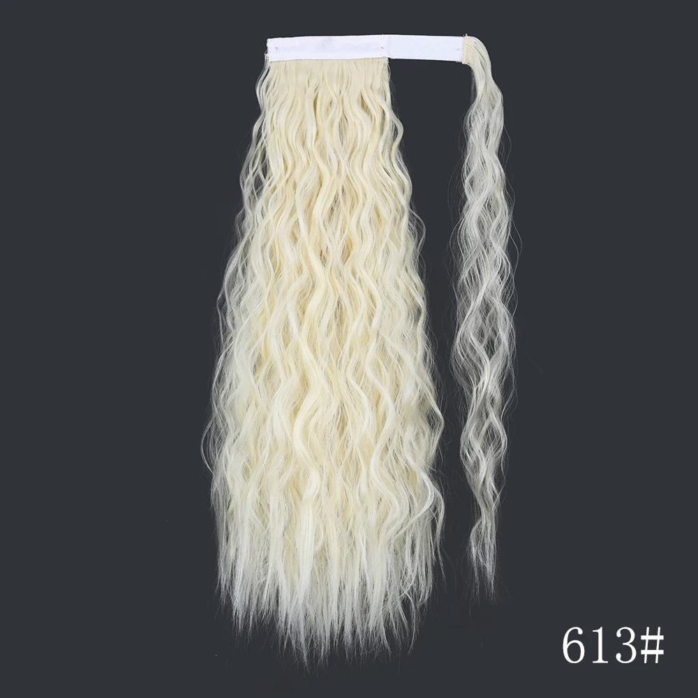 LISI GIRL Synthétique 22/34 Pouces Queue de Cheval enroulée Extensions de Cheveux Bouclés Afro Longs Postiches Queue de Cheval Faux Cheveux Résistant à la Chaleur