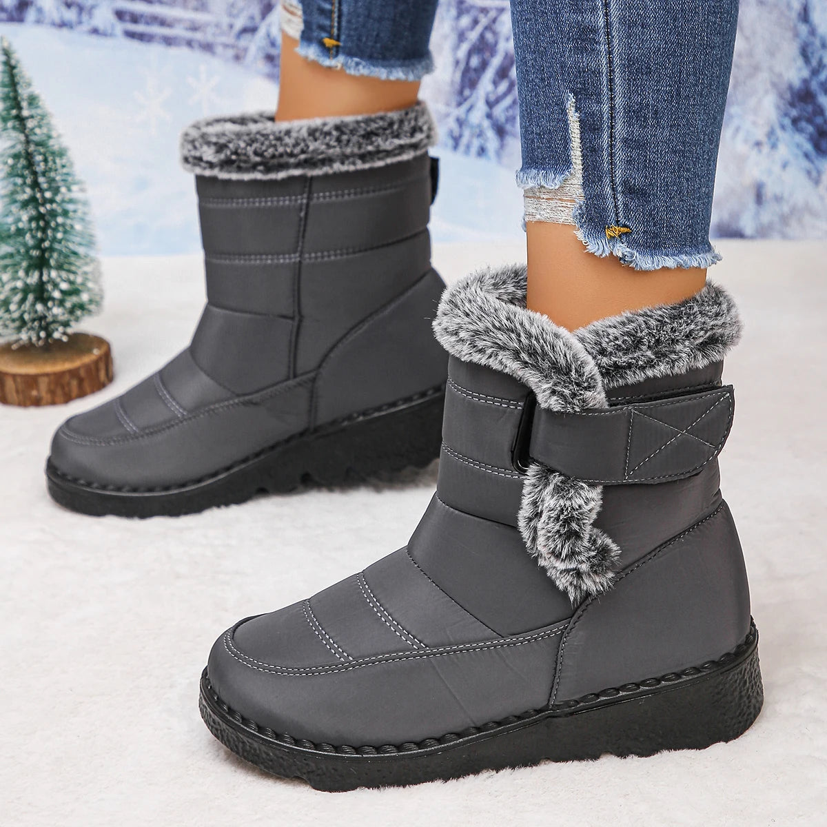Women Anti-slip Snow Boots Winter Outdoor Warm Designer Shoes Women Comfortable Plus Size Platform Ankle Boots Zapatos De Mujer