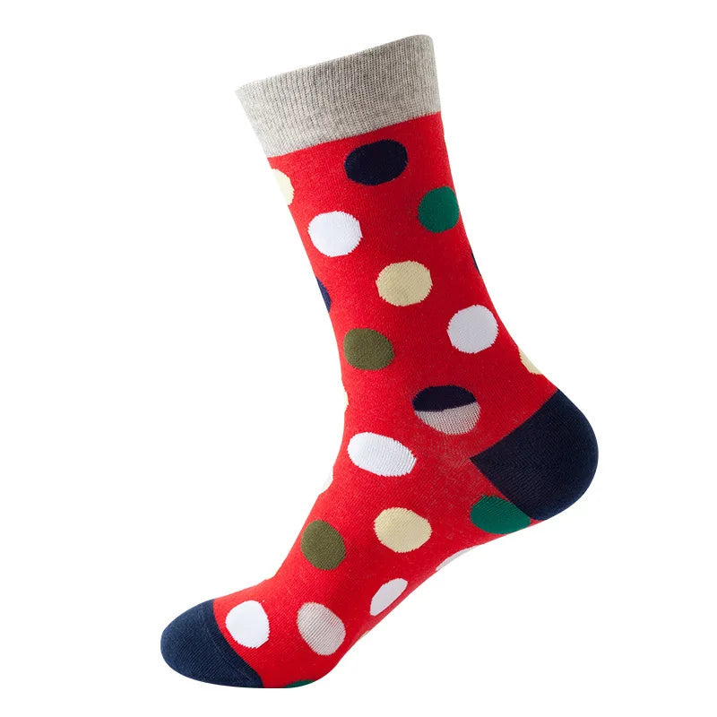 49 Patterns Fashion Business Men 100% Cotton Happy Lattice Socks Unisex Boys Combed Hip Hop Street Skateboard Funny High Sox Set