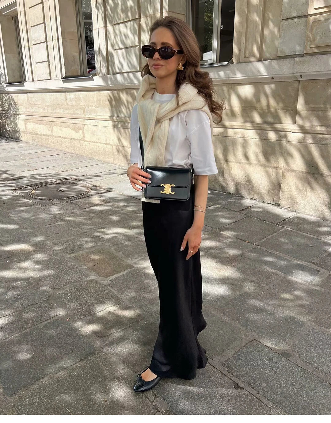 Elegant Satin Midi Slip Skirt with Side Zipper – Smooth & Flowing Fit for Versatile Styling