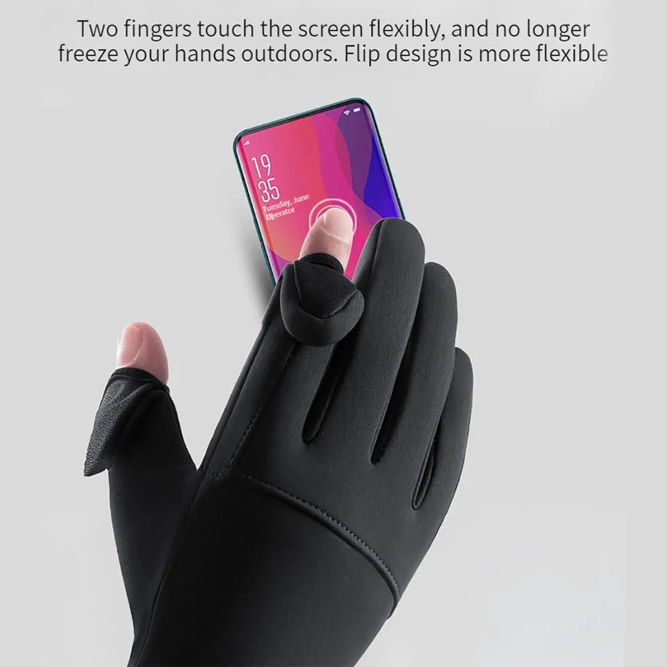 GTUBIKE Nuevos guantes de invierno cálidos para hombres y mujeres, resistentes al viento, impermeables, con pantalla táctil, para correr al aire libre, pescar, andar en bicicleta, esquiar