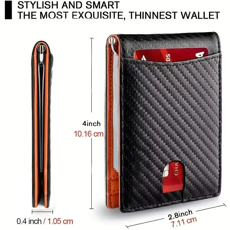 Carteras Delgadas para Hombre - Billetera de Cuero con Clip para Billetes para Hombre - Cartera Bifold RFID para Bolsillo Delantero - Tarjetero Minimalista