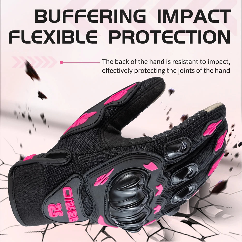 AXIO New Lady Pink Motorcycle Cycling Gloves Touchscreen Motocross Glove Wear-resistant Non-slip Motorbike Glove Mesh Breathable