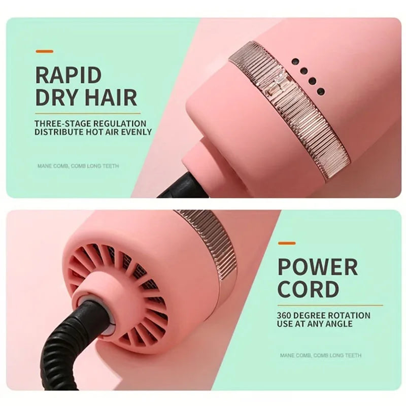 Hair dryer, negative ion hot air comb, curling, dry and wet dual-purpose straight curler, hot air comb, Christmas Day style