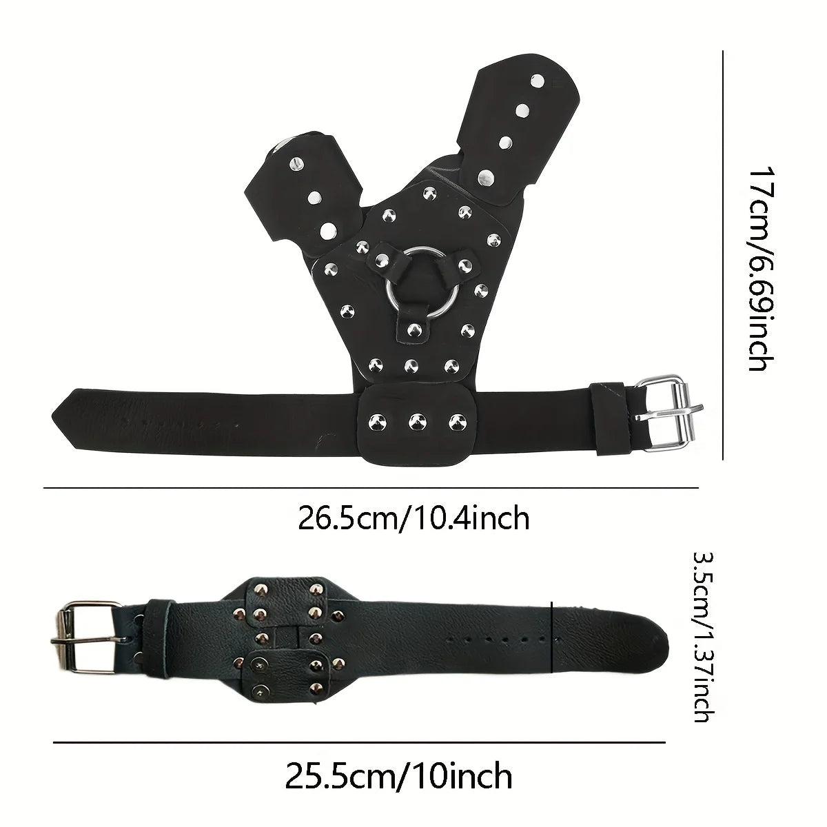 Guantes protectores para deportes al aire libre: remaches para honda/tiro con arco/dardos/pesca, guantes de cuero, muñequeras fijas negras