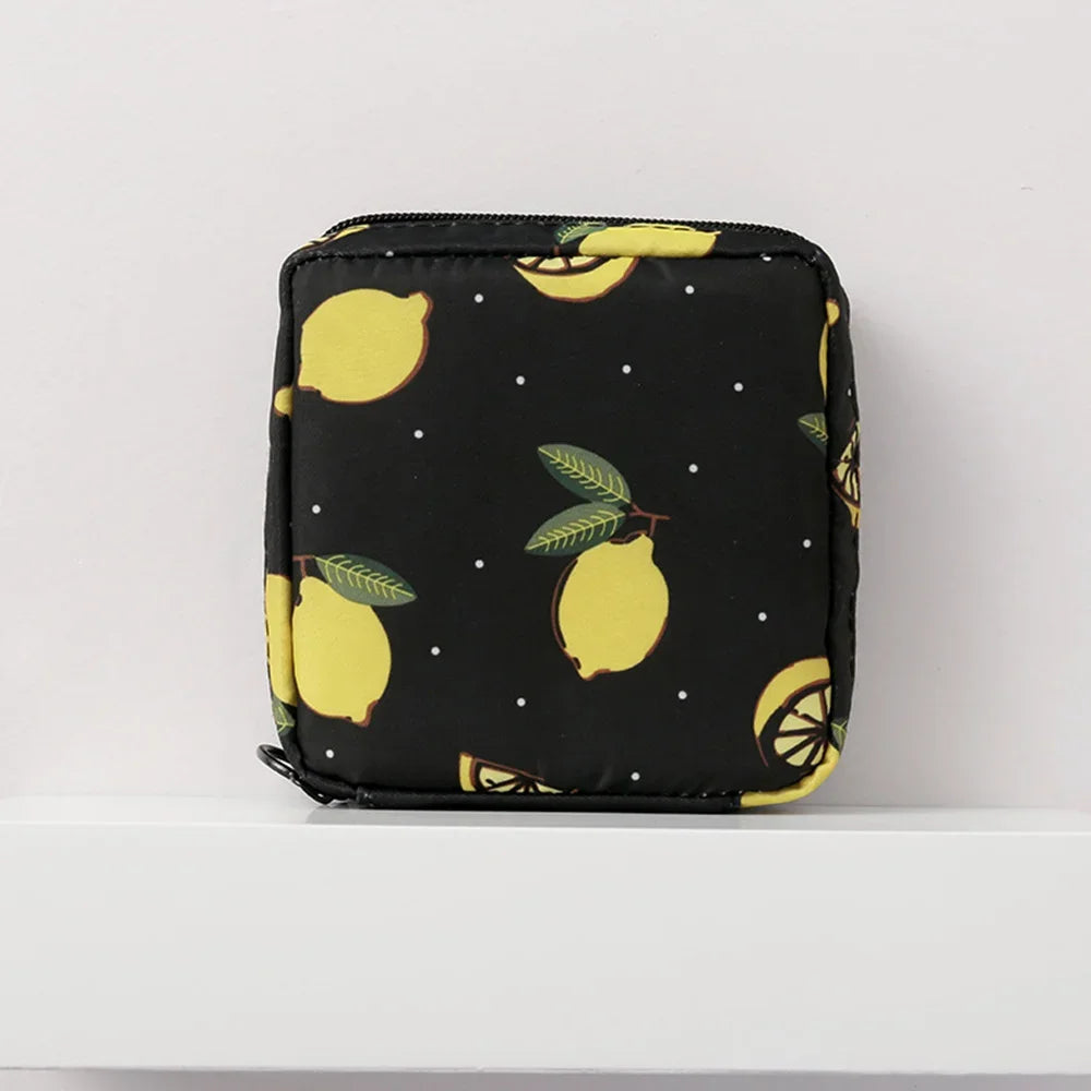 Bolsa de almacenamiento portátil para toallas sanitarias, monedero para tampones, neceser de cosméticos, organizador de bolsos de maquillaje para mujeres y niñas, bolsa para compresas higiénicas