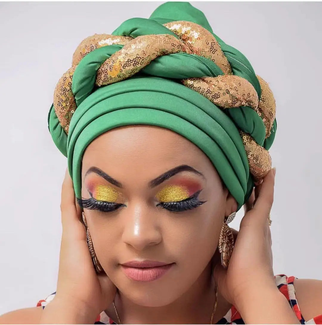 Sequin Braid African Turban