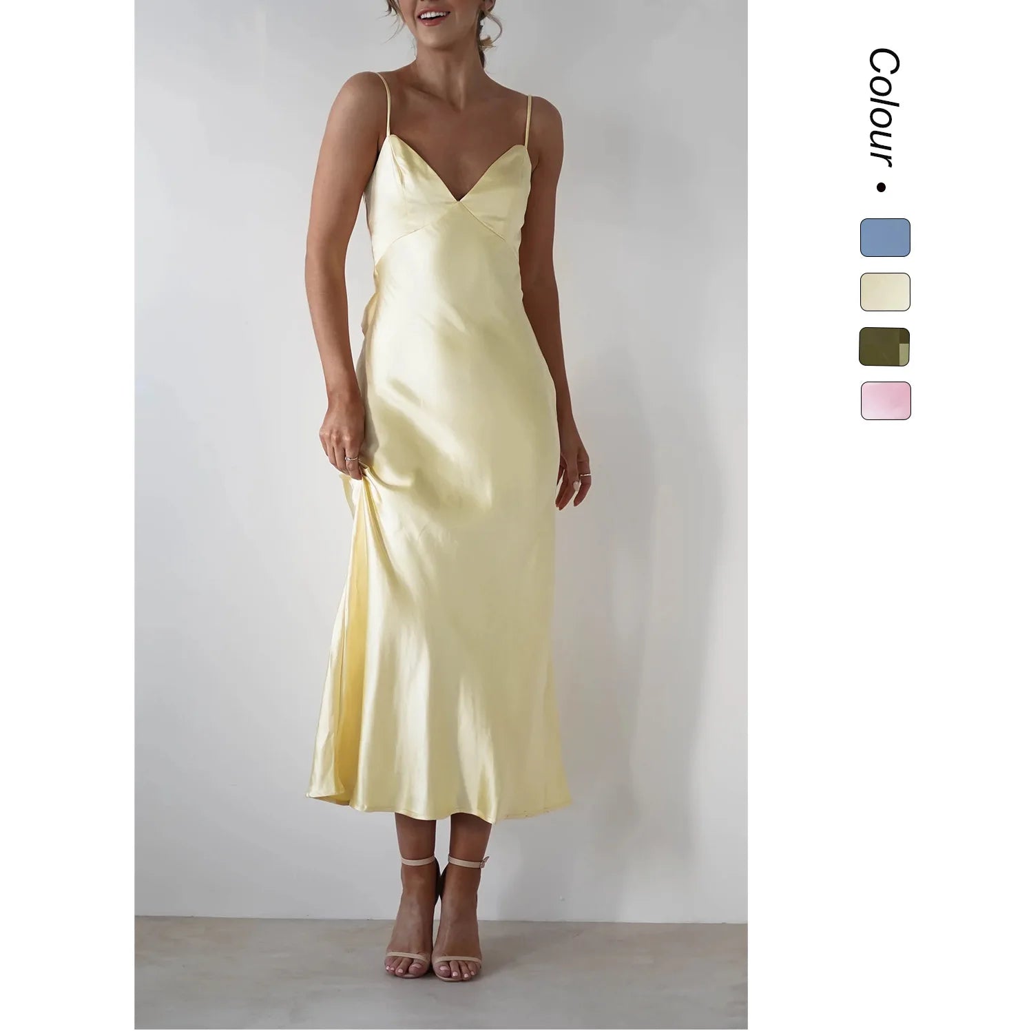 New Dresses  Woman Fashion Summer Women's Clothing Sexy Halter Satin Fashion Strappy Skirts