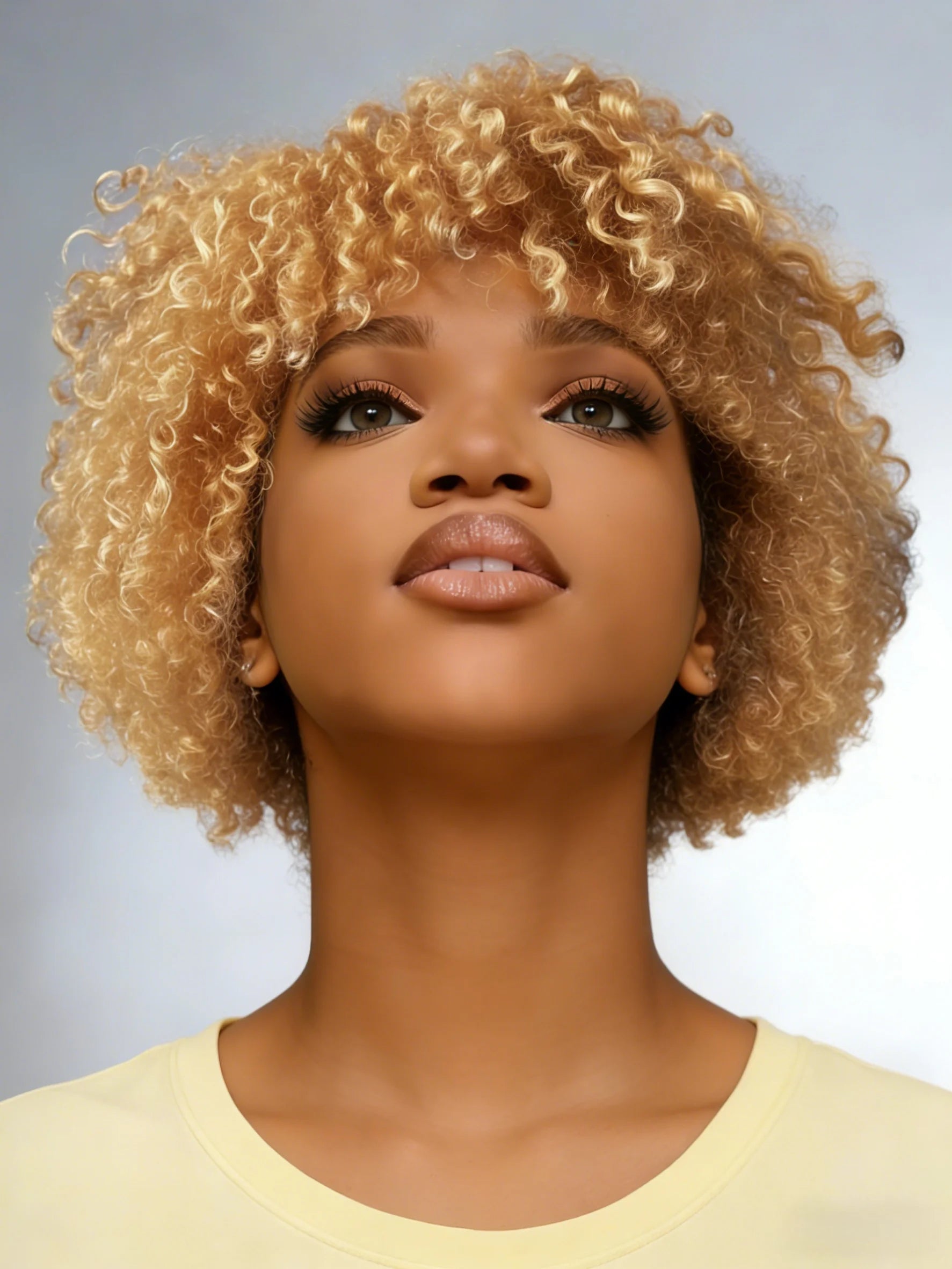 Pixie Cut Wig Human Hair Short Curly Layered Hair With Bangs For Women Short Hair Wig Full Machine-Made Wig ﻿