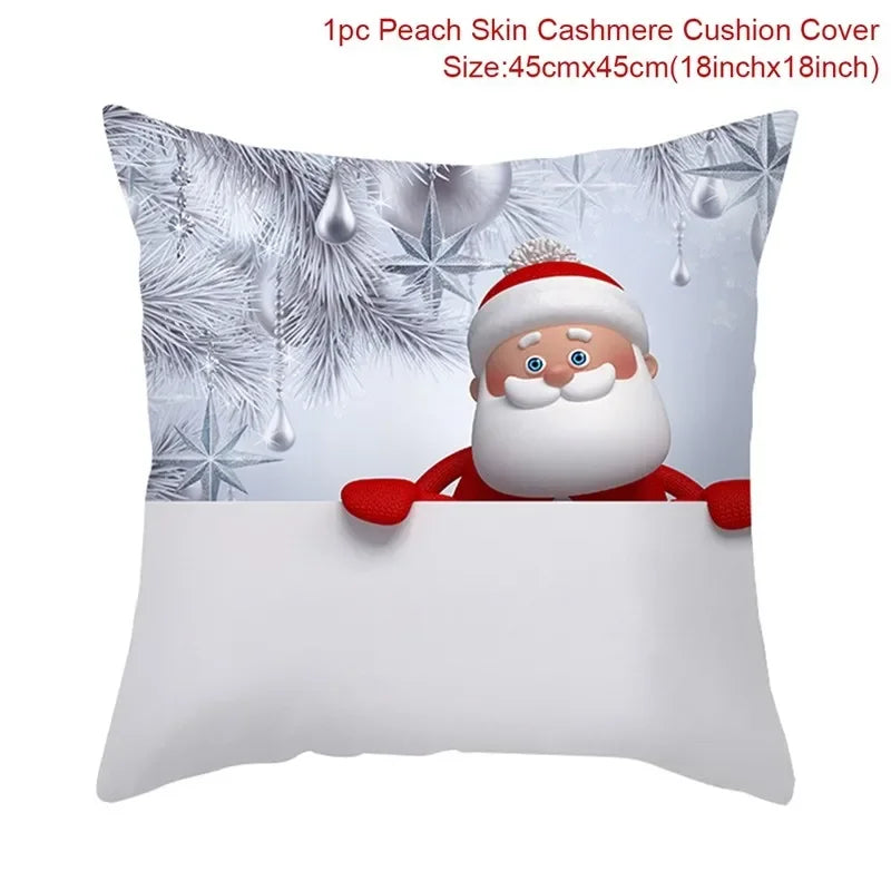 Merry Christmas Cushion Cover Christmas Decorations for Home 2021 Cristmas Ornament Noel Xmas Decor Navidad Happy New Year Gifts