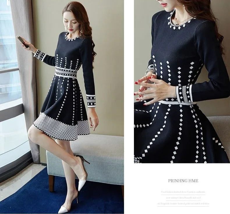 Fashion Woman Long Sleeve Dress Midi Dresses for Women Elegant and Pretty Casual Youth Summer 2025 Autumn Winter Luxury Clothing