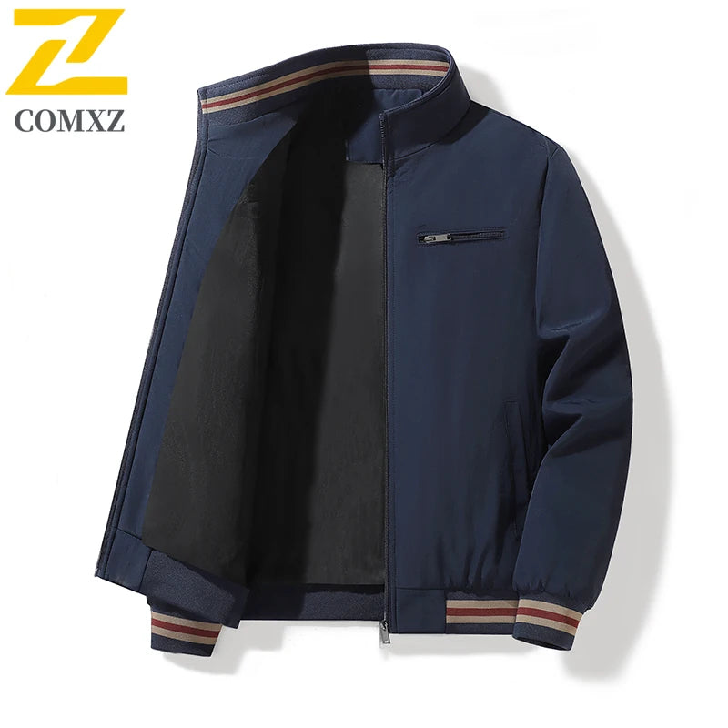 New Men's Jacket Retro Middle Aged Men's Coat Outdoor Waterproof Stand Up Collar Business Jacket Simple Men's Wear 4XL 5XL