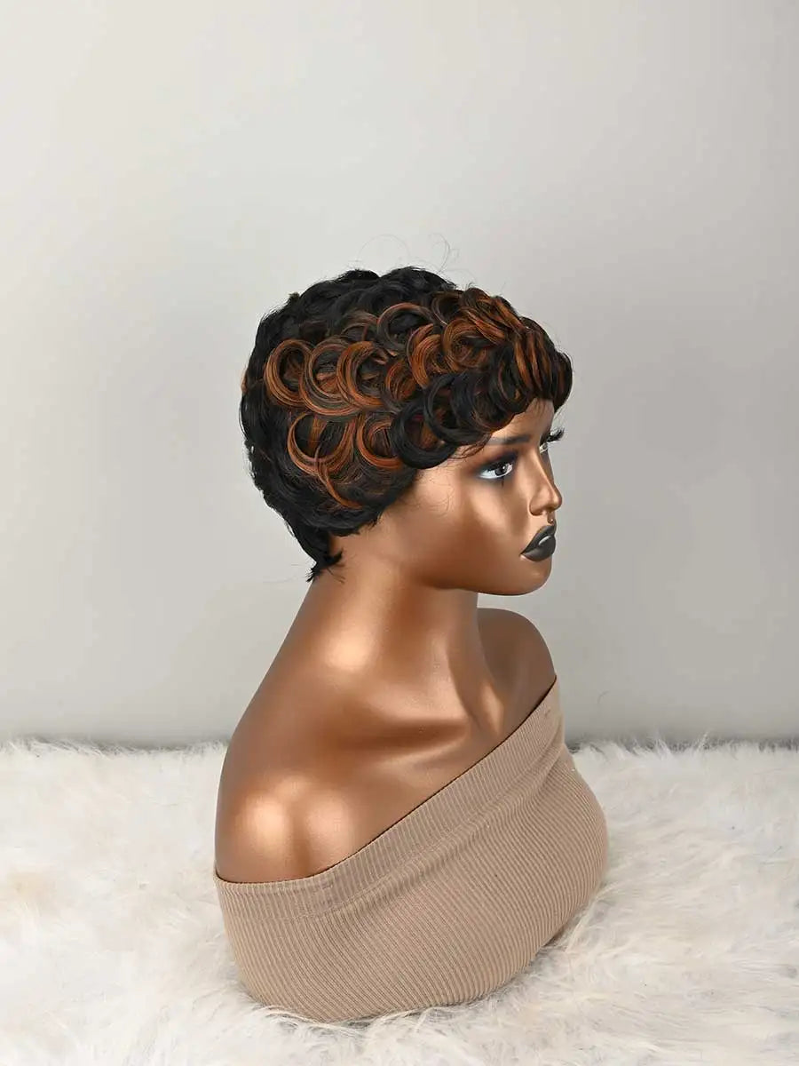 Short Pixie Wigs Short Curly Pixie Wigs Synthetic Wigs Natural Wavy Pixie Cut Wig Short Curly Layered Pixie Wig