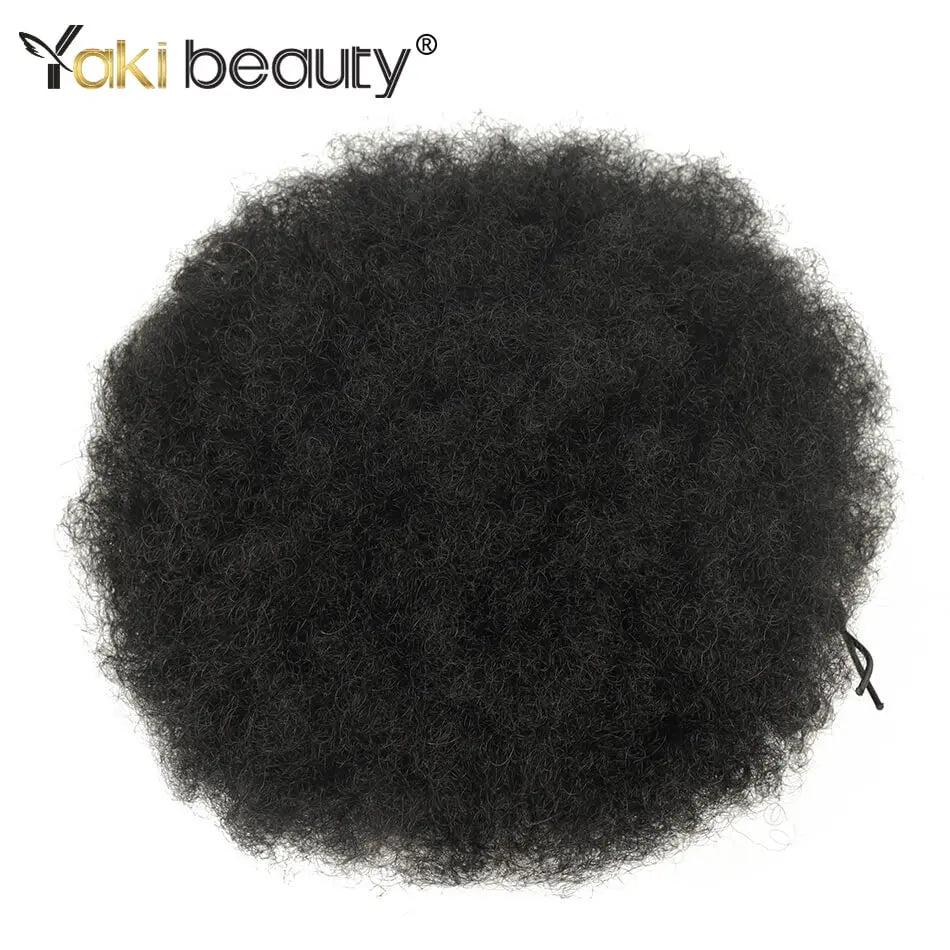 Queue de cheval Afro Puff à cordon, extension de cheveux synthétiques, noire, marron, à clip, queue de cheval frisée crépue à cordon.