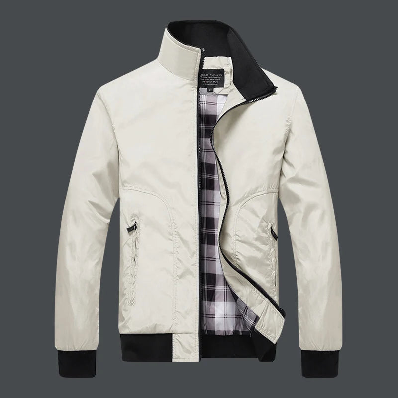 Men's Casual Jacket Spring Autumn New Comfortable Breathable Solid Color Stand Collar Outerwear Fashion Male Clothing
