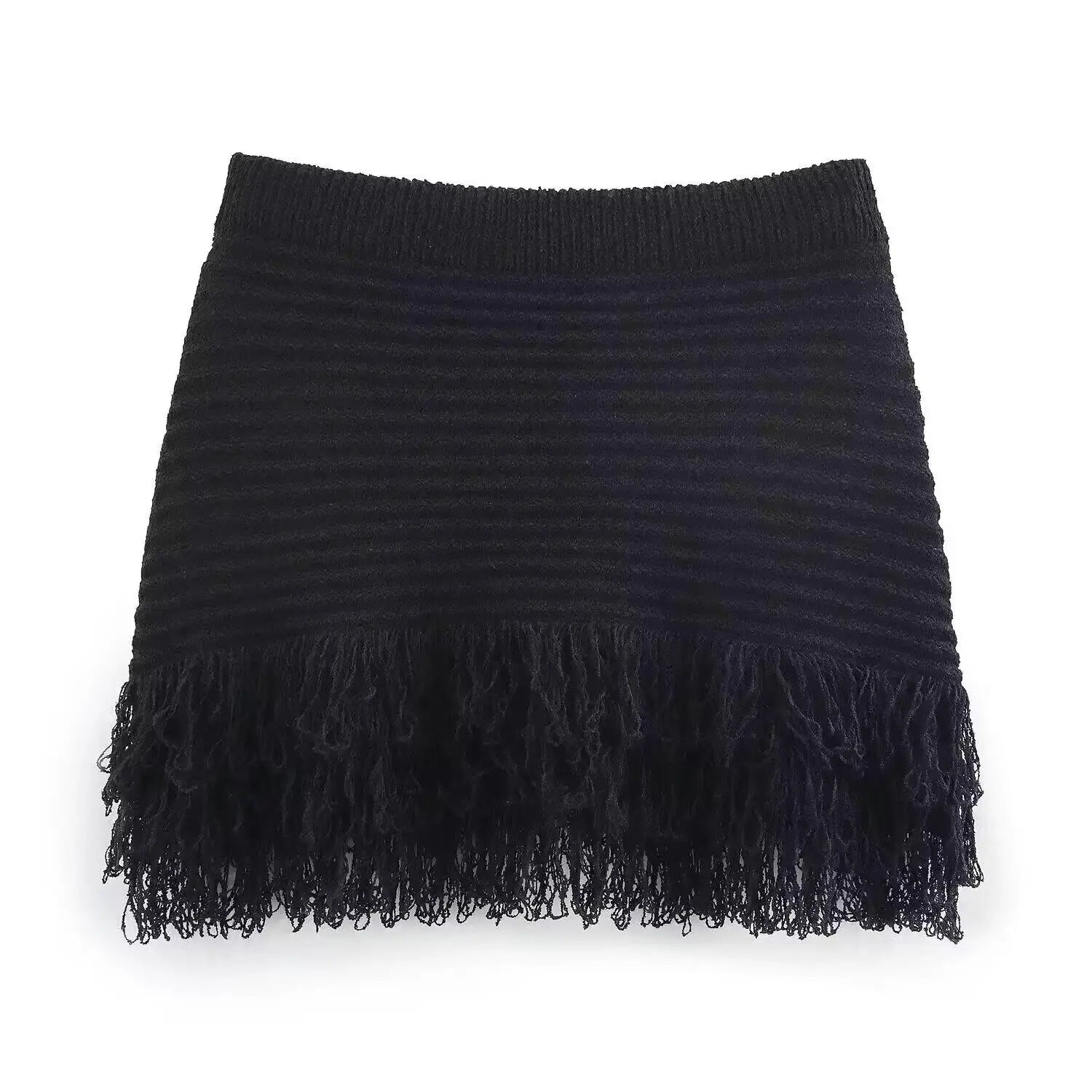HipSeam Fringed Check Knit Skrts Sets Short Sleeved Lapel Button Tops Sexy Hip High Waist Skirts 2 Piece Set Women's Outfits